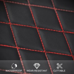 Quilted Leather Fabric w/ Foam Waterproof Car Headliner Upholstery Black Red