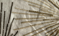 Groundworks Sparklers LinenBeige/Grey Fabric Remnant 24″x24″