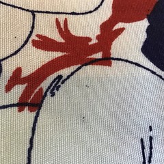 1970s Klopman Mills 44” wide Red, White And Blue Large Floral Fabric, 1 7/8 yd.