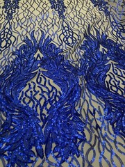 Royal Blue sequin on stretch nude mesh fabirc 54” wide