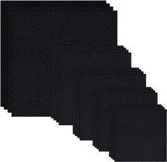 20 PCS Linen Black Embroidery Fabric Pre-Cut Solid Color | 5.9 to 19.6Inch Embro
