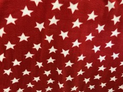 Red American White Stars Print Fleece Fabric – 60″ Wide – Sold by The Yard