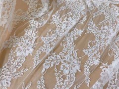 Soft Chantilly Lace Off white French Lace Fabric for Wedding Dress Baptism Gown