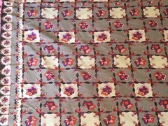 Loomskill Inc Fabric @2 Yards Floral Flowers Pink Purple Mod Vtg Groovy Squares