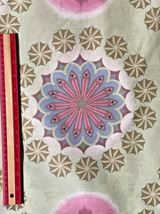 NEW Retro Medallion Material Fabric 12 YDS x 50″ Green Pink Blue (F-1)