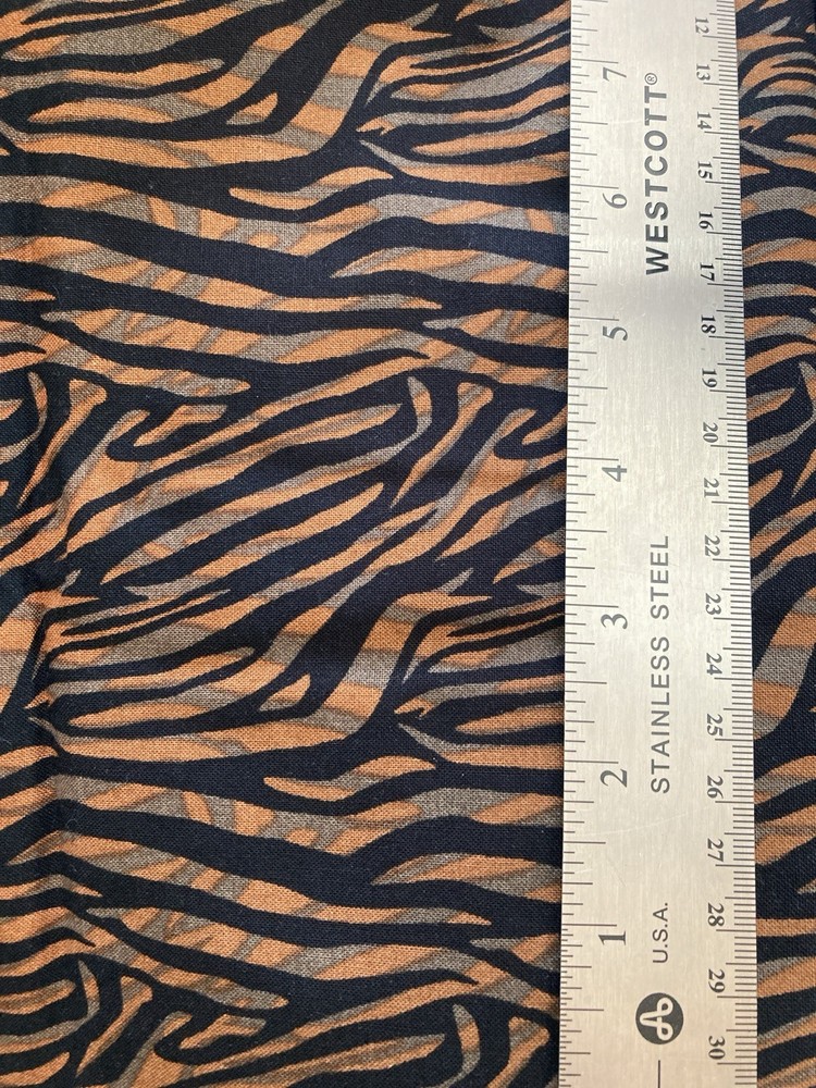 Zebra Stripe Brown Grey Black Cotton Fabric 3/4Y x 44″ Width