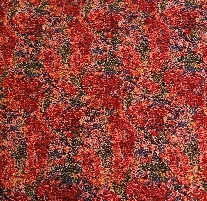 3 YDS FABRIC Memories of Home ANNA KRAJEWSKI SSI Multi Red Green Purple Floral