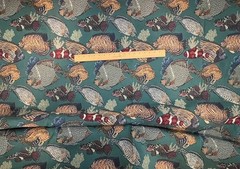 Upholstery Jaquard Tapestry Fabric Ocean Fish Green Red Yellow White 3+ yds