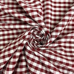 Carly BURGUNDY Mini Checkered Gingham Poly Cotton Fabric by the Yard – 10114