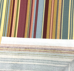 Muted Clay Rust Teal Blue Yellow Gold Striped Cotton Canvas Fabric BT Half Y #21