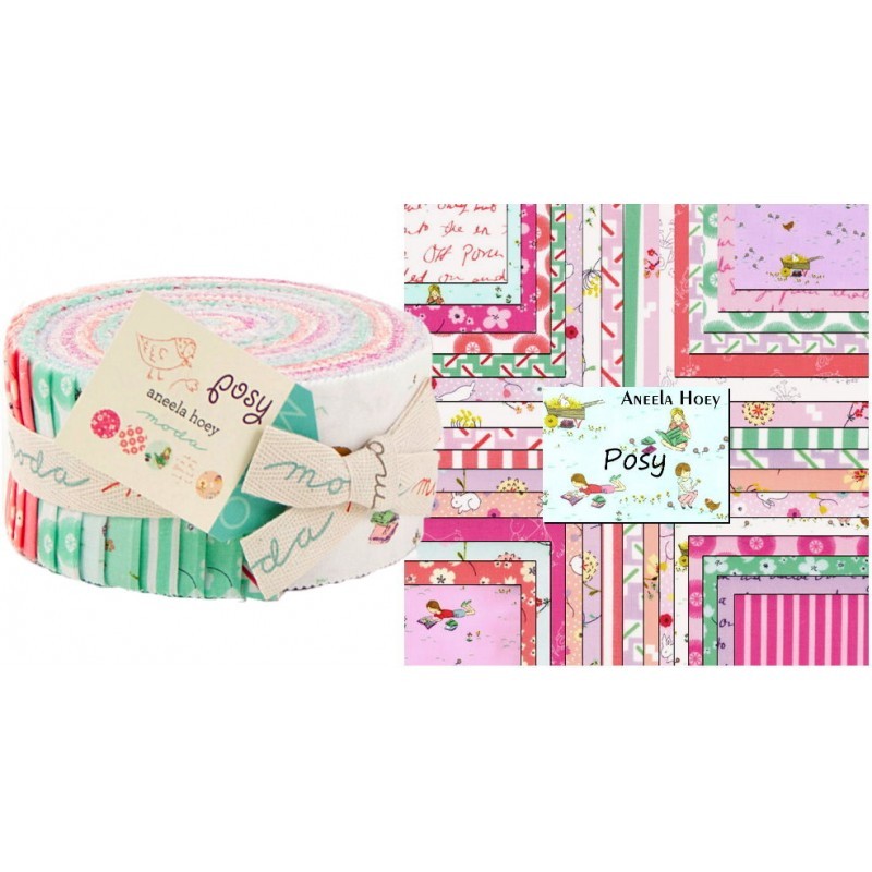 POSY Jelly Roll, Aneela Hoey Moda Fabrics, 40 Strips 2.5″x45″ 100% Cotton Japan