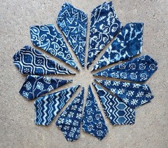 Mix Charm indigo Blue Cotton Squares Patchwork Bundle Scraps Lot,