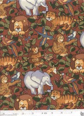 Jungle Safari Animals – Maroon Fabric Quilt Fabric – Half Yard