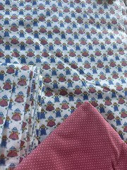 Vintage Joan Kessler Concord Fabric Farm Boy And Girl With Matching Pink 12 Yds