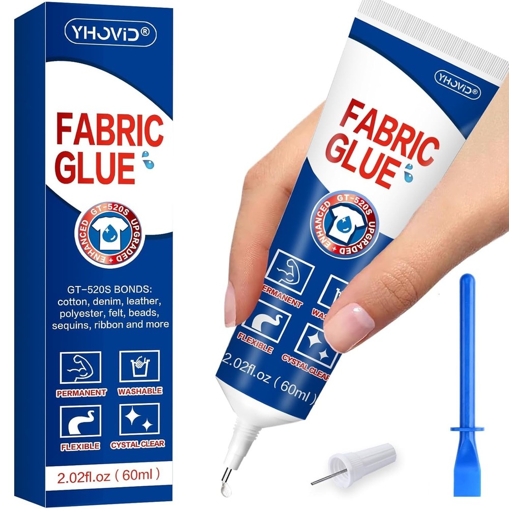 Fabric Glue for Clothing Permanent Washable, 60ML Liquid Stitch, Fabric Adhesive