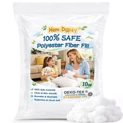 Hem Dgpsy Polyfill Stuffing Fiber Fill 10oz/283g, Safe Polyester 10oz, White