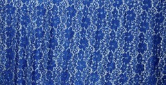 LACE EMBROIDERED FLORAL FABRIC WITH BEAD SPARKLE ROYAL BLUE 60″ WIDE BY THE YARD