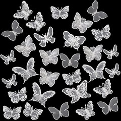 30Pcs White Lace Butterfly Applique Embroidery Organza Patches for Crafts