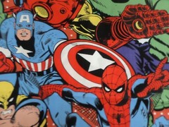 MARVEL COMIC PACK COTTON FABRIC SUPER HERO HULK CAPTAIN AMERICA 1Y X44″w