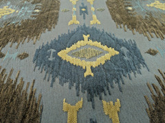 Vintage Geometric Cut Velvet Southwestern Blue/Brown/Gold BTY Heavy Luxe Velvet