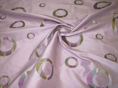 12 YDS 100% SILK LAVENDER EMBROIDERED RINGS DRAPERY UPHOLSTERY FABRIC FOR LESS