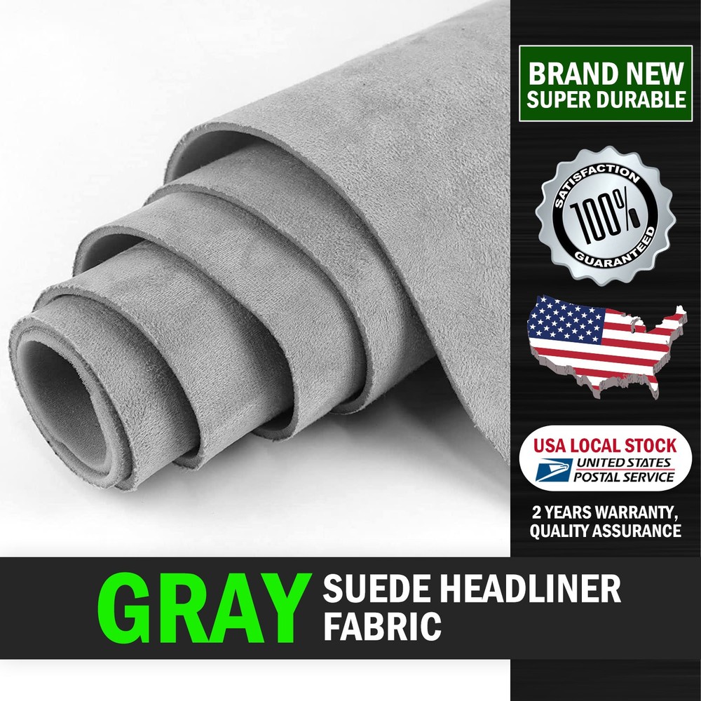 98″ ×60″ Light Grey Suede Material Headliner Fabric Reupholster Aging/Smell Roof