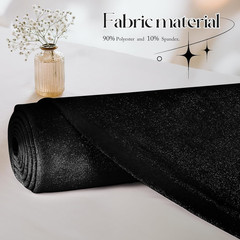 1 Yard Stretch Velvet Fabric, Black, 60 Inch Wide | Stretchy Velvet Cloth, 90% P