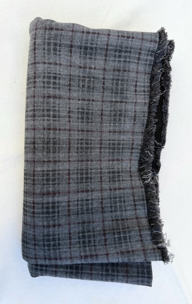Gray Plaid print Stretch Cotton Denim Fabric Sample 1.5 yard (54”) x 47”