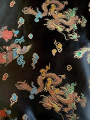 Hope BLACK Dragon Brocade Chinese Satin Fabric by the Yard – 10040