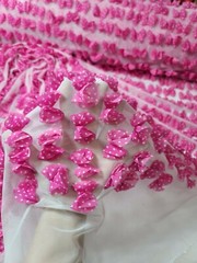Fabric By The Yard Pink Lace 3d Polka-dot Bows Embroidery On Mesh Clothing Girls