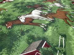 Cranston Horses Foal Barns Stables Ranch Green Quilting Cotton Fabric BTHY #59