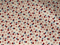By 1/2 Yd Moda “MINI FLORAL” by Sandy Gervais Red Blue Cream Cotton Fabric BTHY