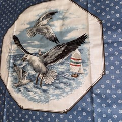 Vintage Shore Birds Fabric Panel 52×17 Seagulls Sandpipers Coastal Craft NOS