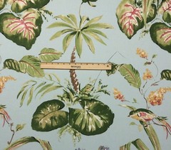 THIBAUT BAYOU AQUA BLUE D4137 FROG BIRD LILYPAD LINEN LUXURY FABRIC BY YARD 54″W