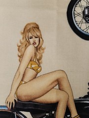 Alexander Henry Fabric Heels On Wheels 2006 Tea Hot Rods Pinup Girls 18 X 21