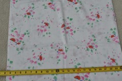 By 1/2 Yd, Red Green Pink Floral Sprays on White Poly-Cotton, Summer Dress,M3760