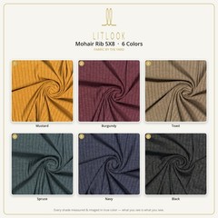 Mohair Rib Knit Fabric by the Yard — 6 Colors, 4-Way Stretch, 58″