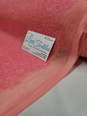 Iridescent Neon Coral Glitz Sequin Fabric / 3mm Sequin on Poly Mesh – Sold BTY