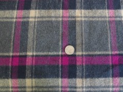5272. Grey, Magenta BRUSHED PLAID Wool or Wool Blend FABRIC – 59.5″ x 1.5 yds.