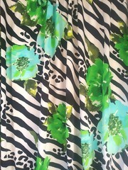 Fashion Fabric. Silky Satin, Synthetic / Polyester, 2 Yards by 59″ WOF, Floral &