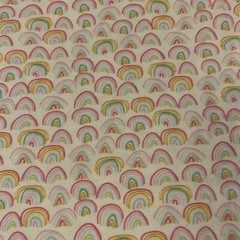 HTF Dear Stella Abstract Rainbow Fabric Blue Yellow Pink Green Fuchsia White BTY