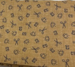 Sewing Pattern Cotton Fat Quarter 18″ x 22″ Beige & Navy