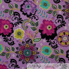 BonEful Fabric FQ Cotton Quilt Purple Pink White Black Orange Fish Bubble Stripe