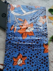 6yards blue orange-flowered wax print High Quality 100% Cotton African wax print