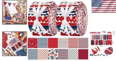 40 Pcs 4th of July Patriotic Fabric Strips – Red, White & Blue Quilting Bliss