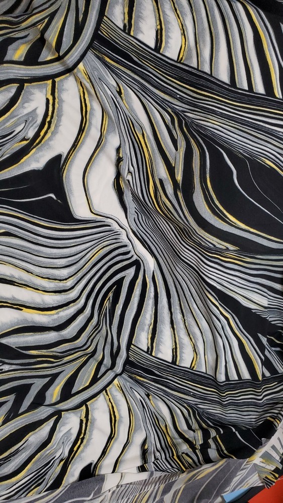 Black Gray Yellow Matte jersey Fabric 1.75 yds X 42″