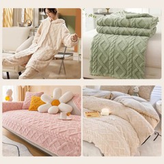 Thickend Jacquard Flannel Fabric for Pajama Soft Warm Blanket Cushion DIY Sewing