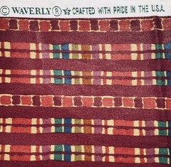 Waverly Shimmer Screen Print Cotton Fabric Stripes Geometric Tribal Wine Red 3yd