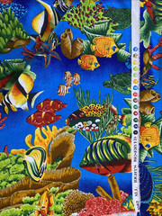Tropical Fish Nautical Sea Coral Cotton Fabric Fit To Print 1.8yards x 45″