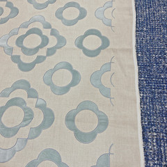 Lee Jofa Tremoille Linen Fabric Remnant in Grayish Blue 2.33 Yards Raised Velvet